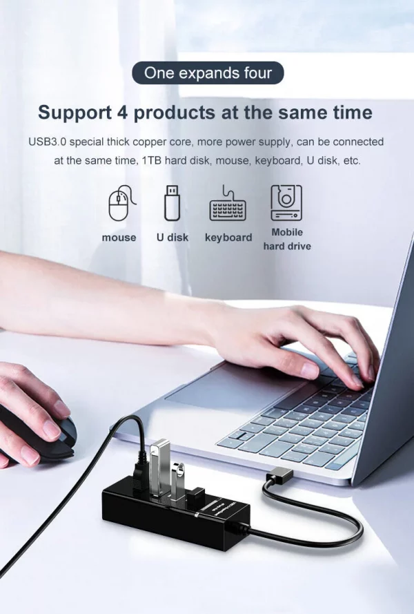 4 in 1 Ports Desktop Hub Splitter High Speed - Image 4
