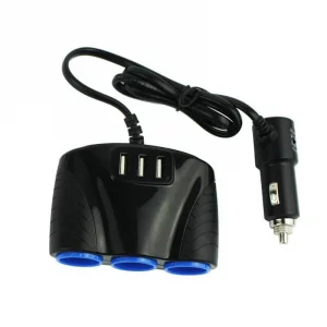 3 way Cigarette Lighter Socket Splitter 12V Three USB Charger Power Adapter Car