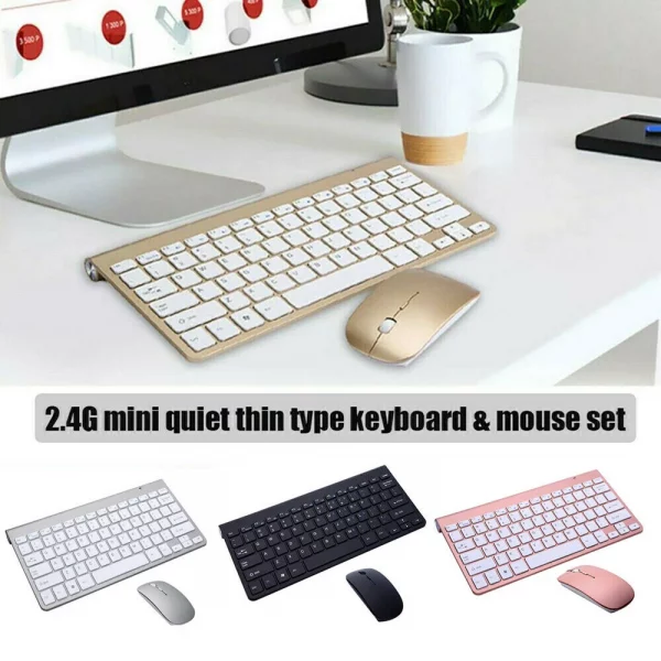 2.4G Mini Keyboard & Mouse Set Wireless For Mac Apple PC Computer Phone