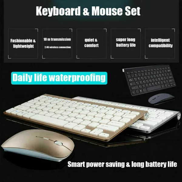 2.4G Mini Keyboard & Mouse Set Wireless For Mac Apple PC Computer Phone - Image 3