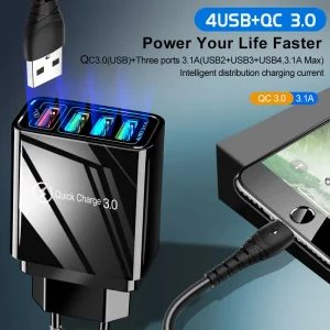 QC3.0 Fast Quick Charge 4 USB Ports Hub Wall Charger Power Adapter