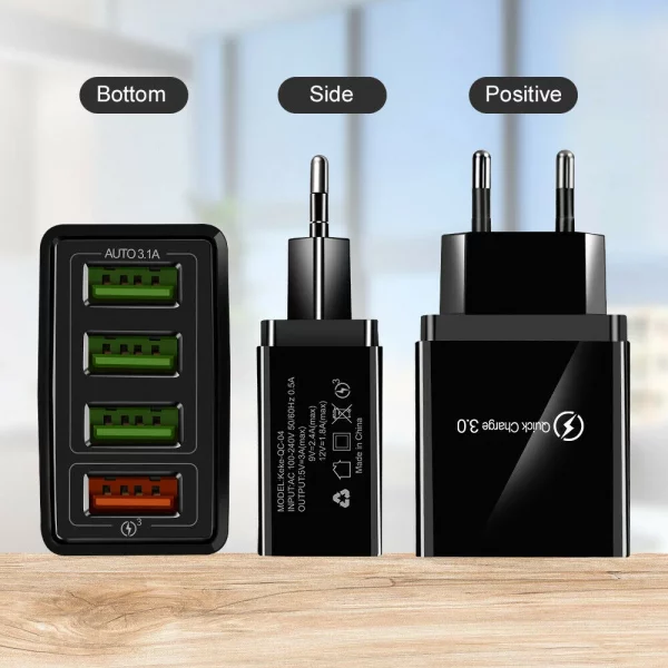 QC3.0 Fast Quick Charge 4 USB Ports Hub Wall Charger Power Adapter - Image 6